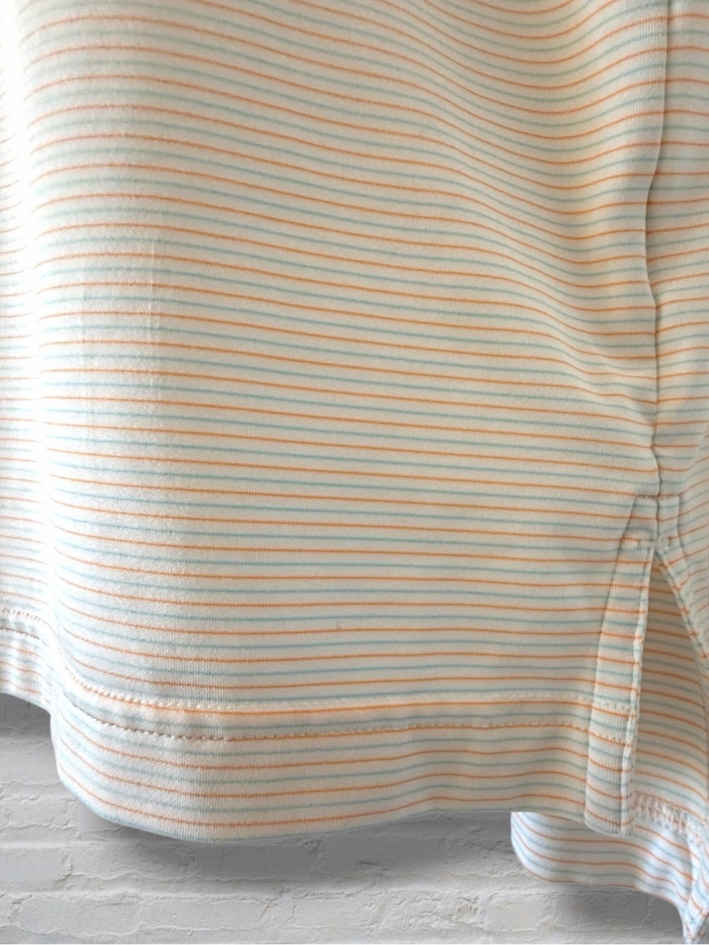Peter Millar Summer Comfort Polo Shirt Men’s XL Cream Stripe Golf Performance - Picture 10 of 12